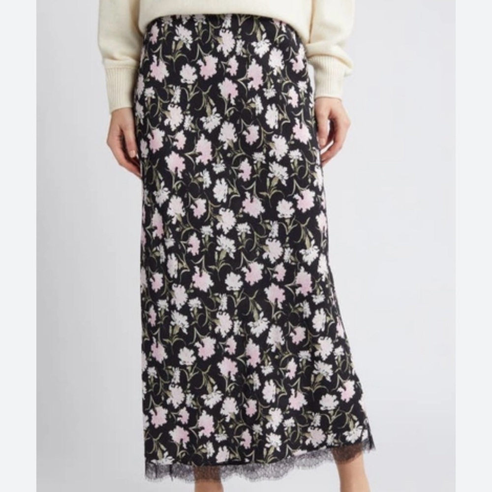 LoveShackFancy Castel Floral Black and Pink Maxi Skirt size XS - Picture 12 of 14